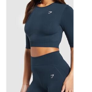 Gymshark Everyday Seamless Gym Crop Top Color Navy Size Small NWT